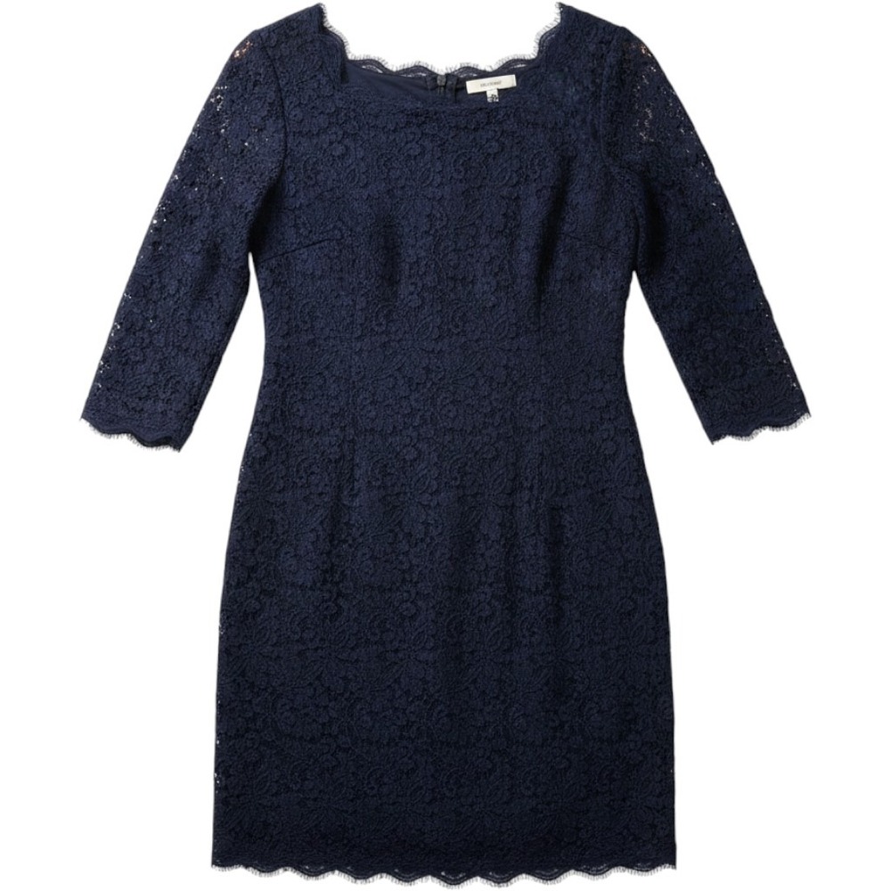 Adrianna Papell Evening Dress Womens 6 Navy Blue‎ Lace Sheath Formal Cocktail